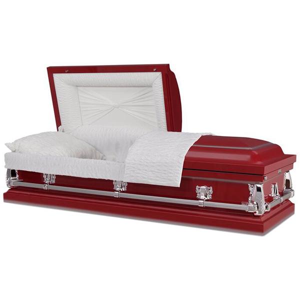 Payne Red Metal Casket